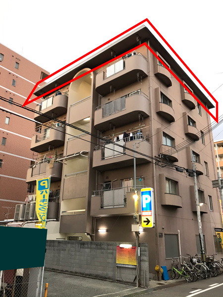 堺市東区Ｋマンション屋根・壁修理工事工前