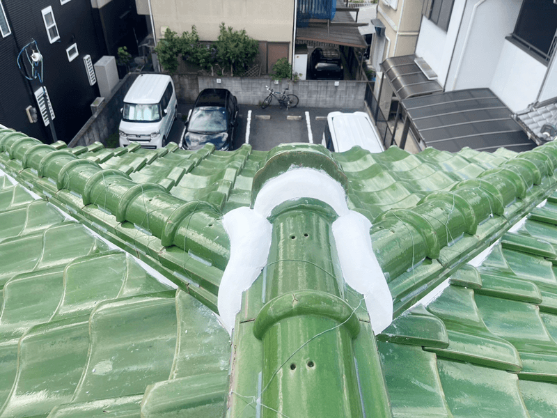 棟三又部分・漆喰打ち直し完了・雨漏り修理後の写真