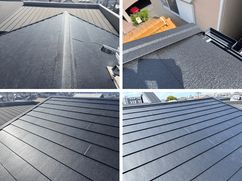 スーパーガルテクトカバー工法完工後の屋根全景写真