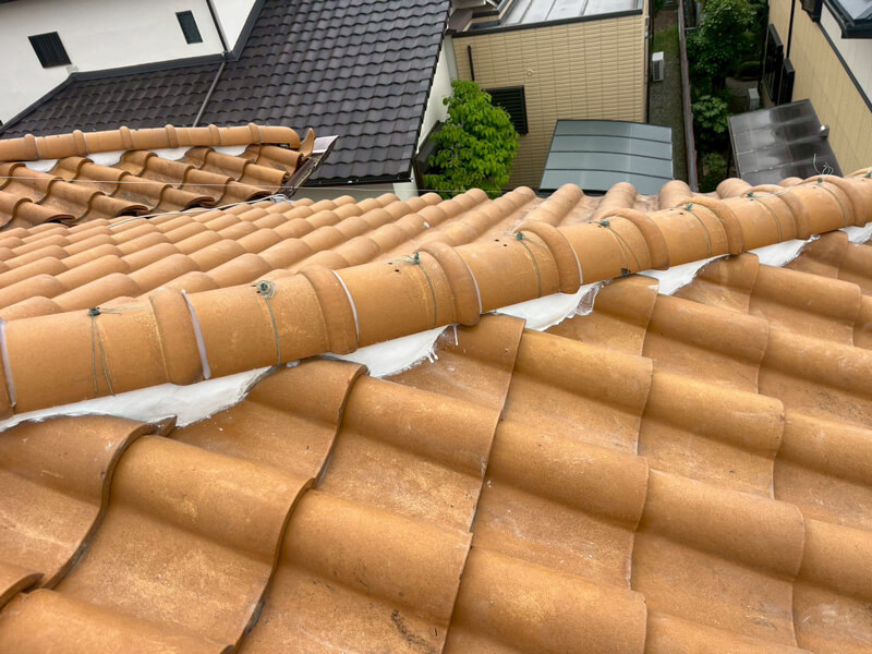 1階屋根部分の漆喰塗り直し完了後の写真