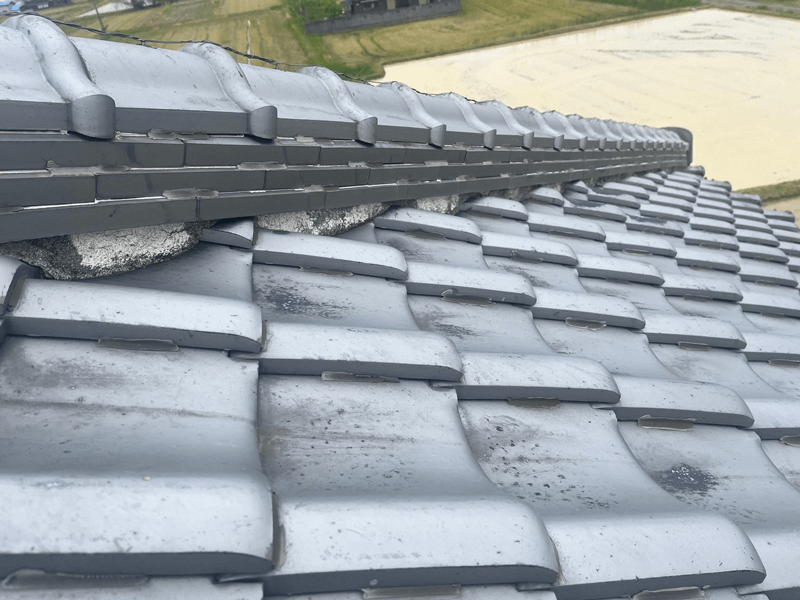 面戸部分の漆喰劣化の写真