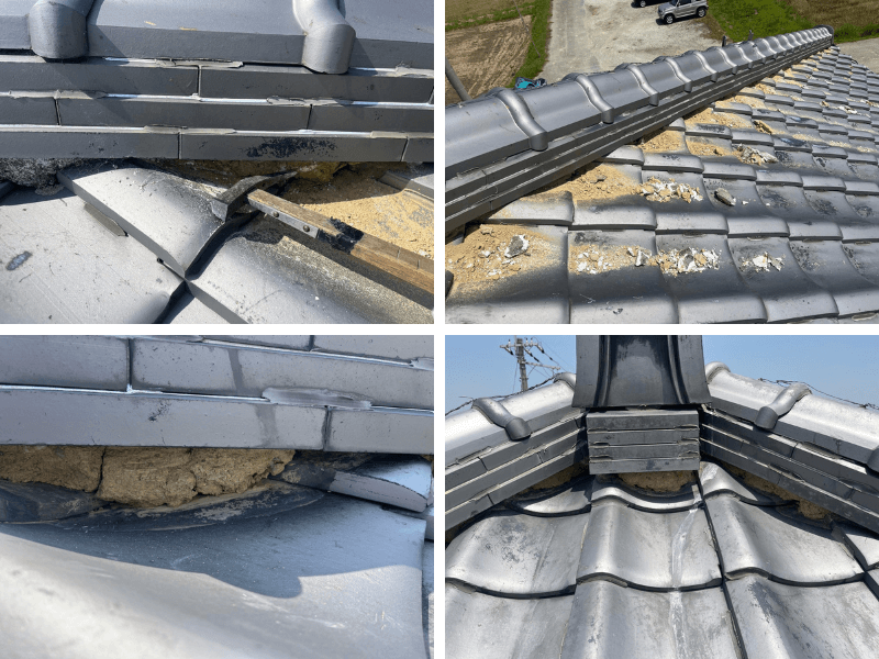 既存漆喰撤去作業の写真