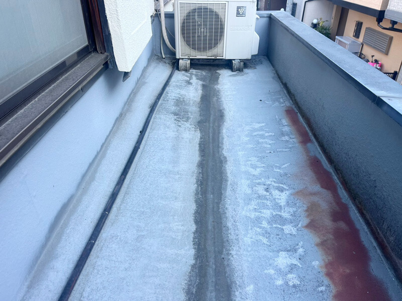 バルコニー 自己補修跡 防水劣化 雨漏り