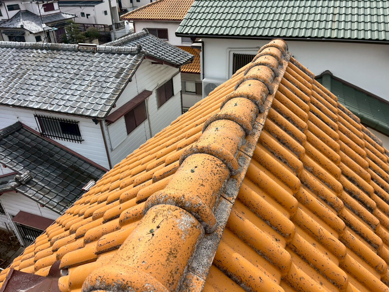 棟瓦 銅線 固定不十分 ズレ落下リスク