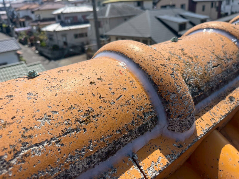 棟瓦 コーキング補強 施工後 固定完了