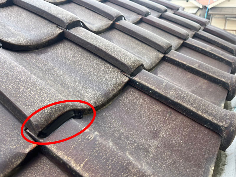 瓦のラバー山打ち施工後の写真