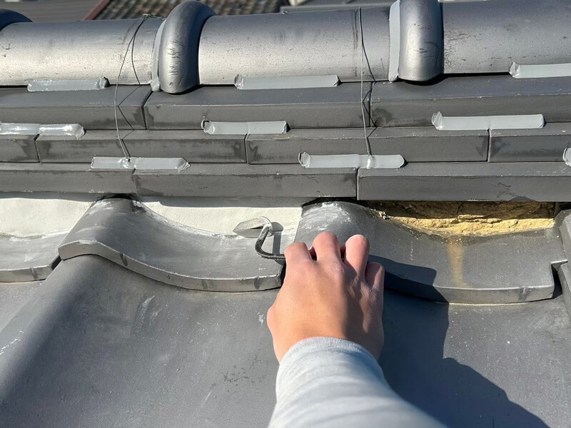 大阪市吹田市T邸瓦屋根漆喰工事施工中